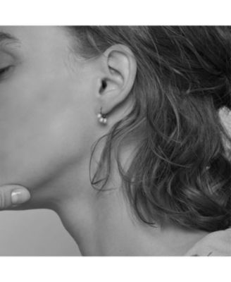 Sterling Silver Triple Cultured Pearl Huggies