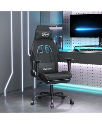 Gaming Chair with Footrest Black Fabric