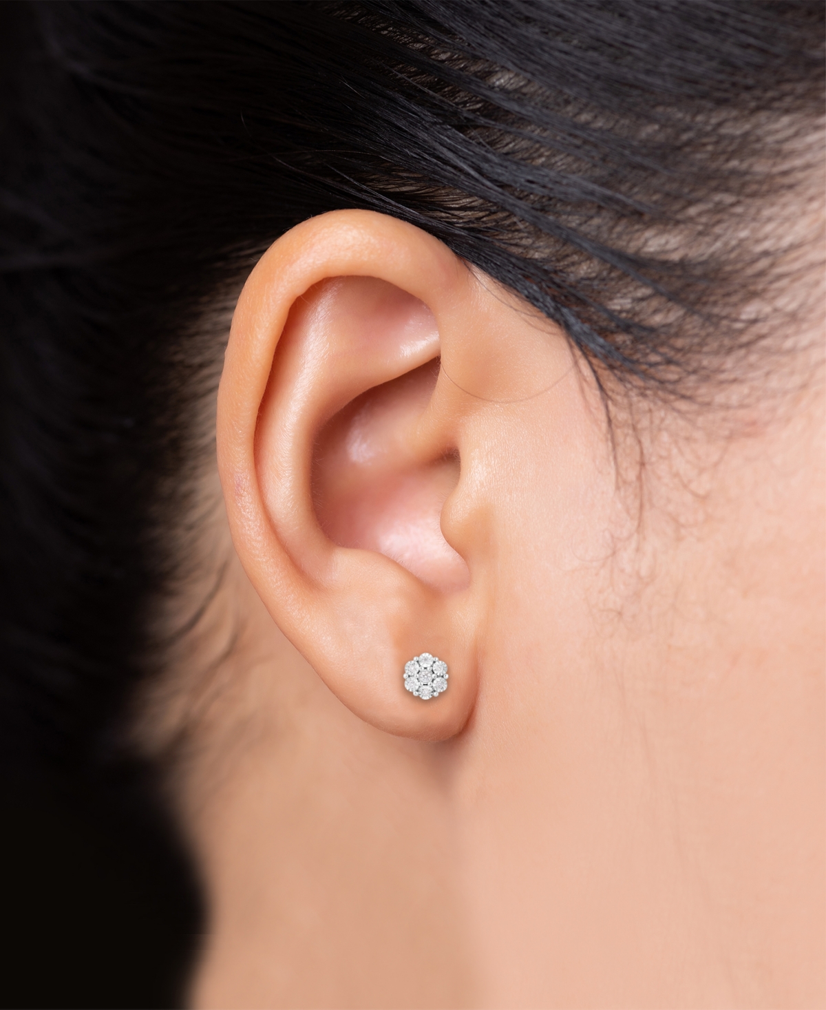 Shop Macy's Diamond Miracle Plate Flower Cluster Stud Earrings (1/4 Ct. T.w.) In Sterling Silver