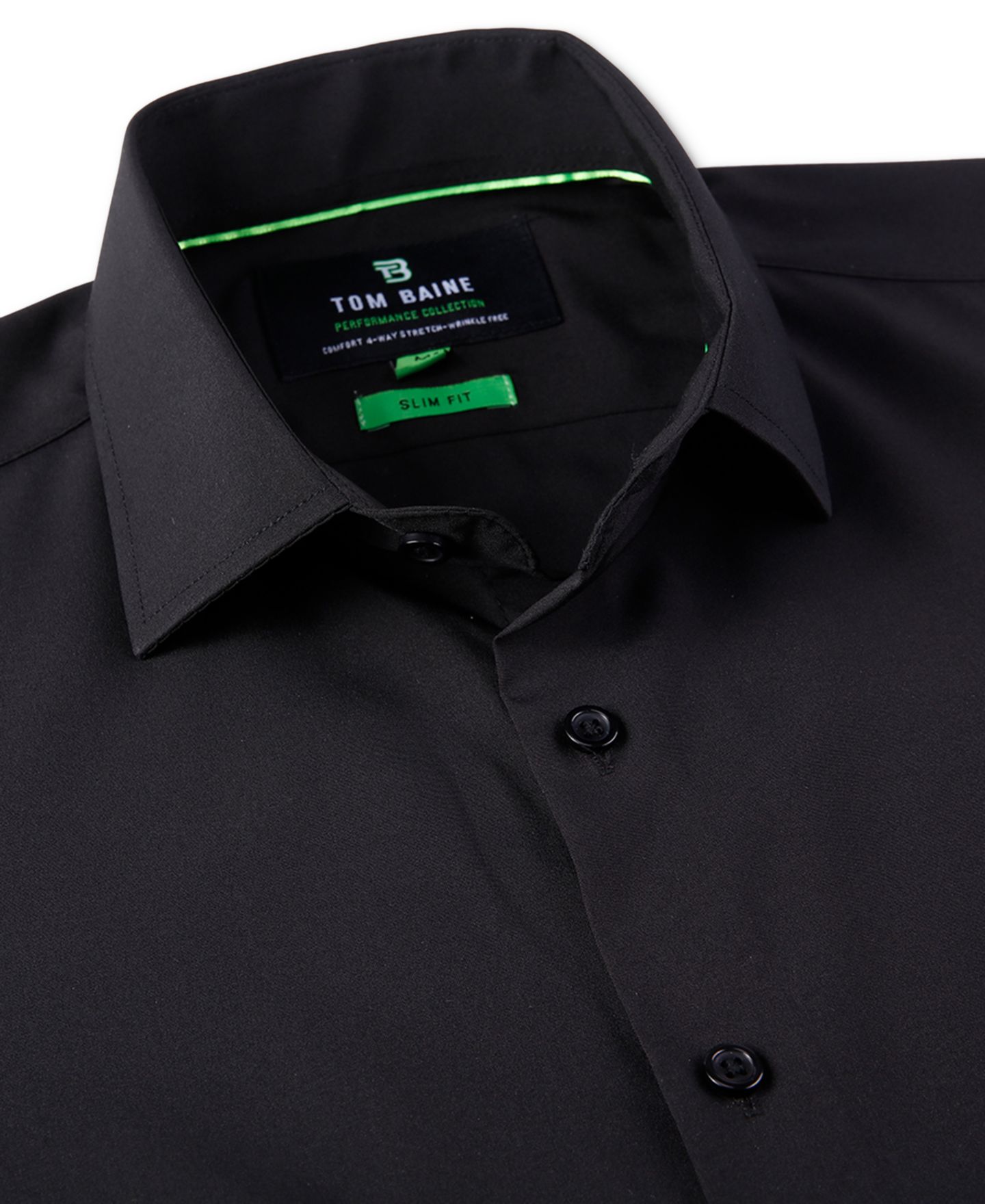 Мужская рубашка Tom Baine Slim Fit Short Sleeve Performance Button Down Dress Shirt, цвет: Чёрный — фото 3