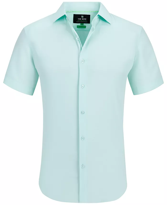 Men's Slim Fit Short Sleeve Performance Button Down Dress Shirt - thumbnail 9