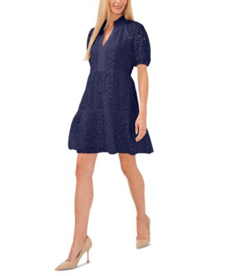 Women's Lace Babydoll Puff Sleeve Tiered Dress