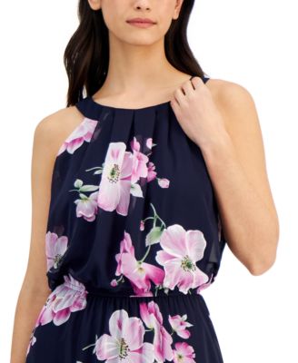 Robbie Bee Women's Printed Halter Sleeveless Maxi Dress - Macy's