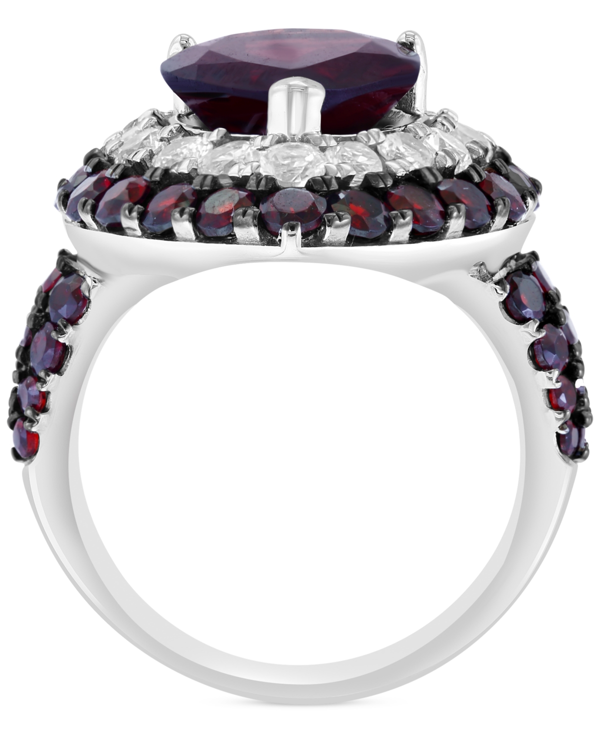Effy Garnet (7-1/3 ct. t.w.) & White Topaz (1-1/2 ct. t.w.) Pear Halo Ring - Sterling Silver