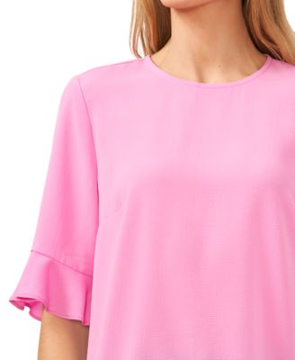 Women's Ruffled-Cuff 3/4-Sleeve Crew Neck Top