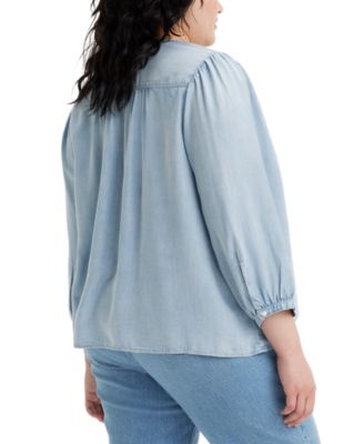Plus Size Halsey 3/4-Sleeve Button-Front Blouse
