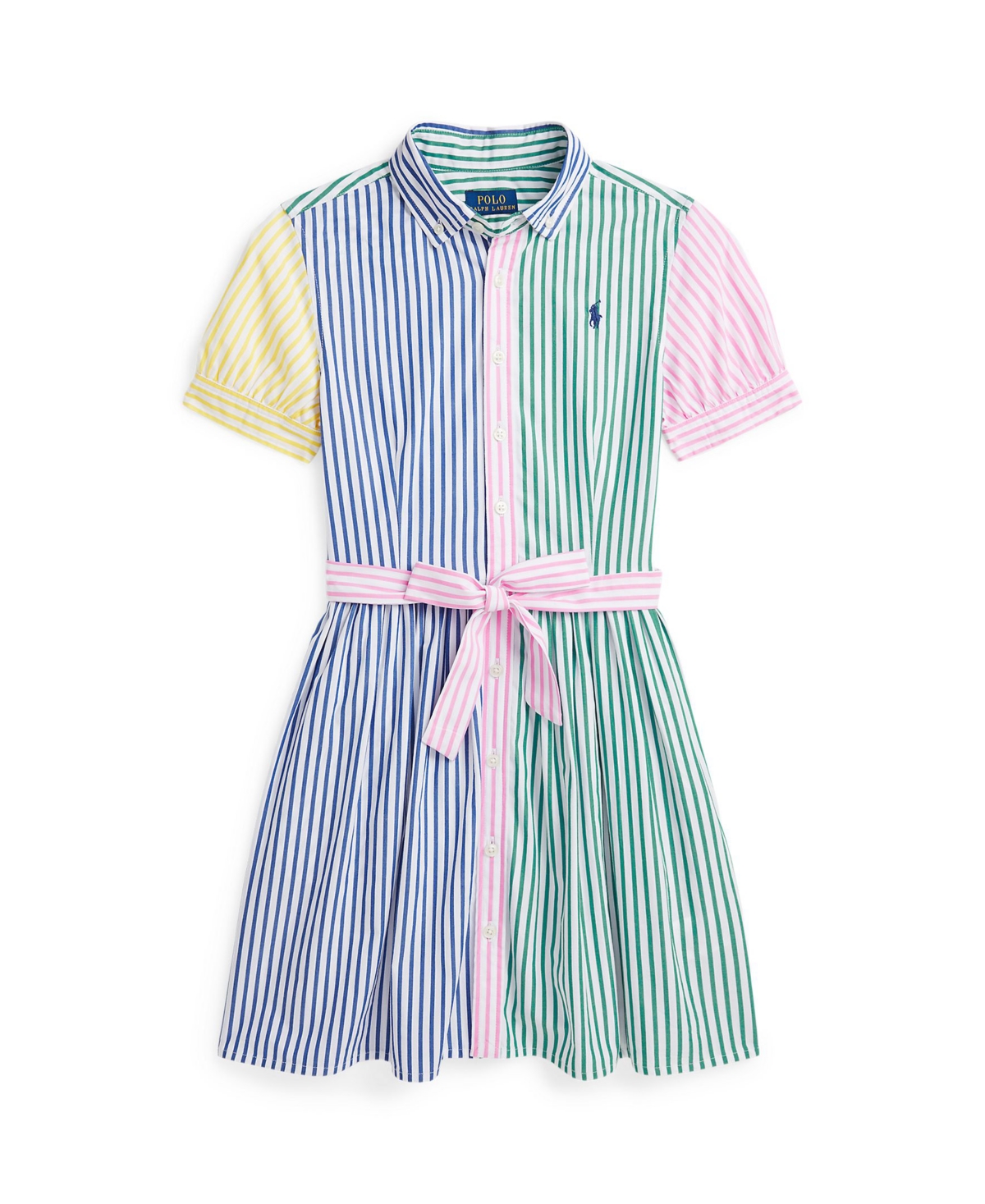Shop Polo Ralph Lauren Big Girls Striped Cotton Fun Shirtdress In Multi