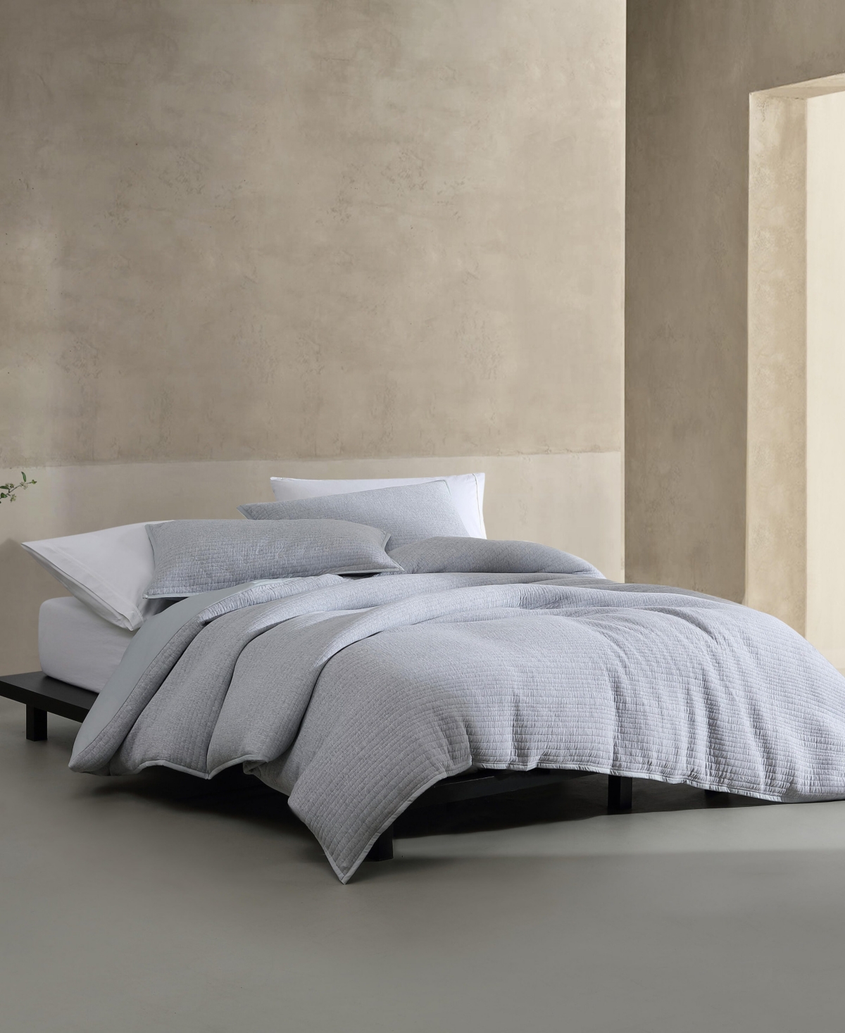 Closeout! Calvin Klein Modern Cotton Ribbed Matelasse Melange Tencel Jersey 3 Piece Duvet Cover Set