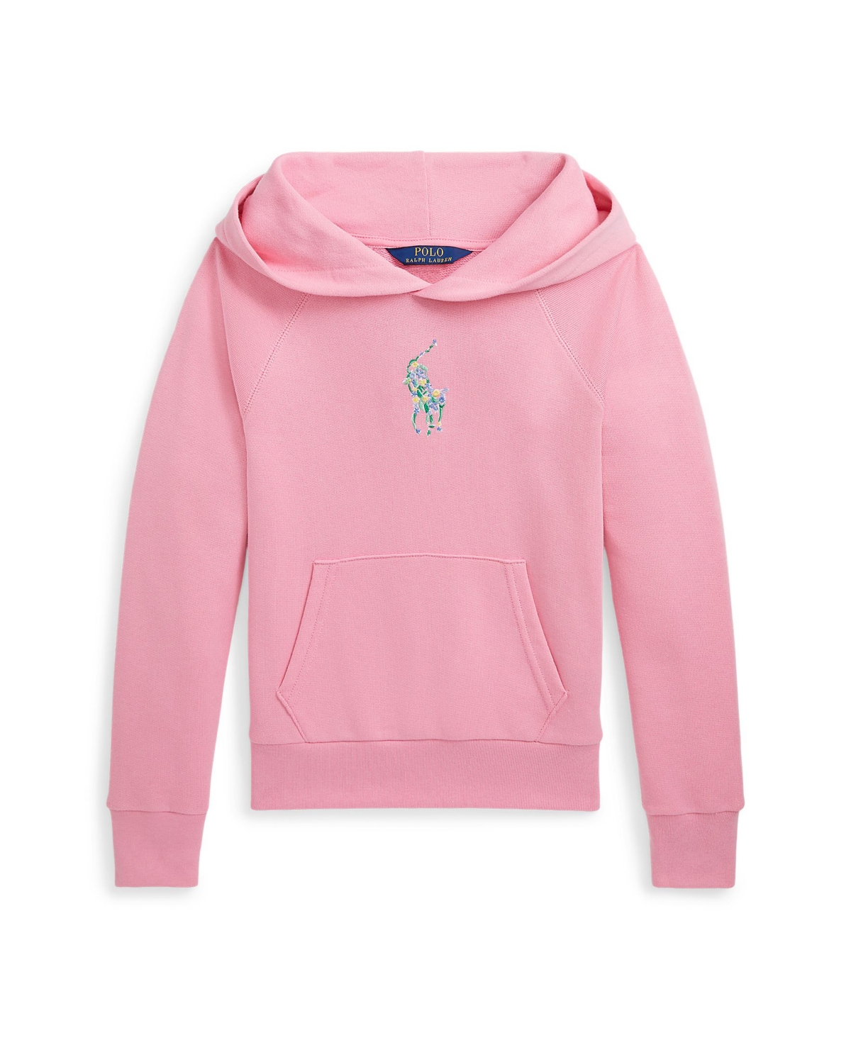 Polo Ralph Lauren Big Girls Floral Big Pony Terry Hoodie In Florida Pink