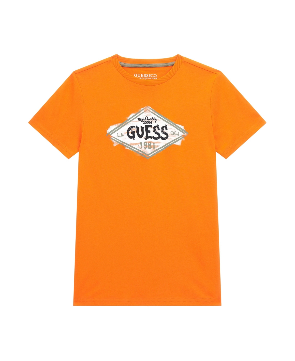 Shop Guess Big Boys Short Sleeve With Screen Print Graphic Logo T-shirt In Orange