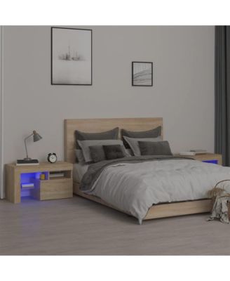 Bedside Cabinets 2 pcs with LED Lights Sonoma Oak 27.6"x14.4"x15.7"