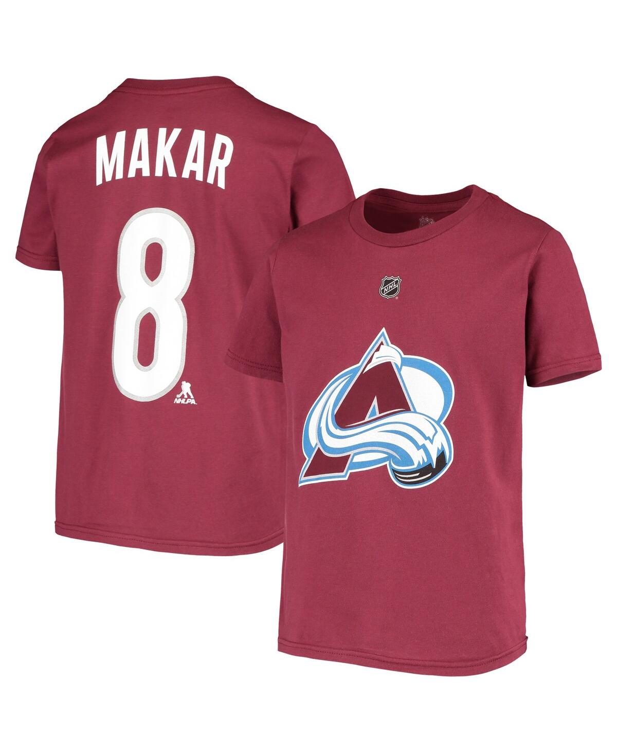 Shop Outerstuff Big Boys Cale Makar Burgundy Colorado Avalanche Player Name And Number T-shirt