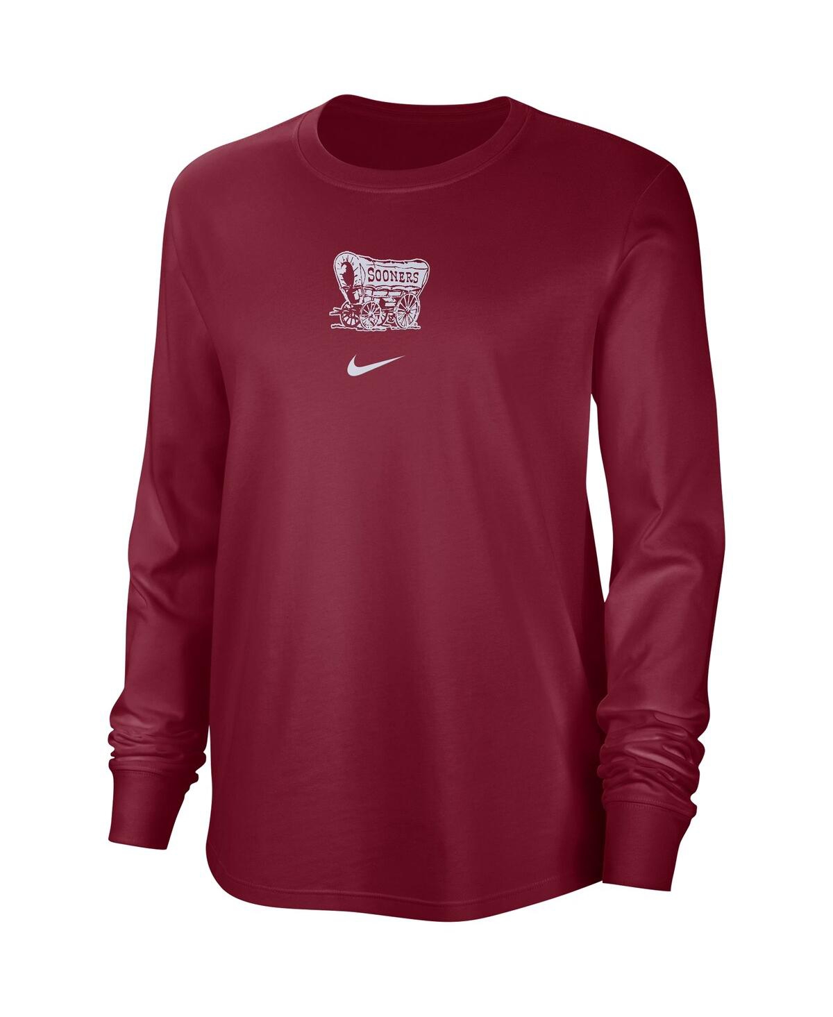 Shop Nike Women's  Crimson Distressed Oklahoma Sooners Vintage-like Long Sleeve T-shirt