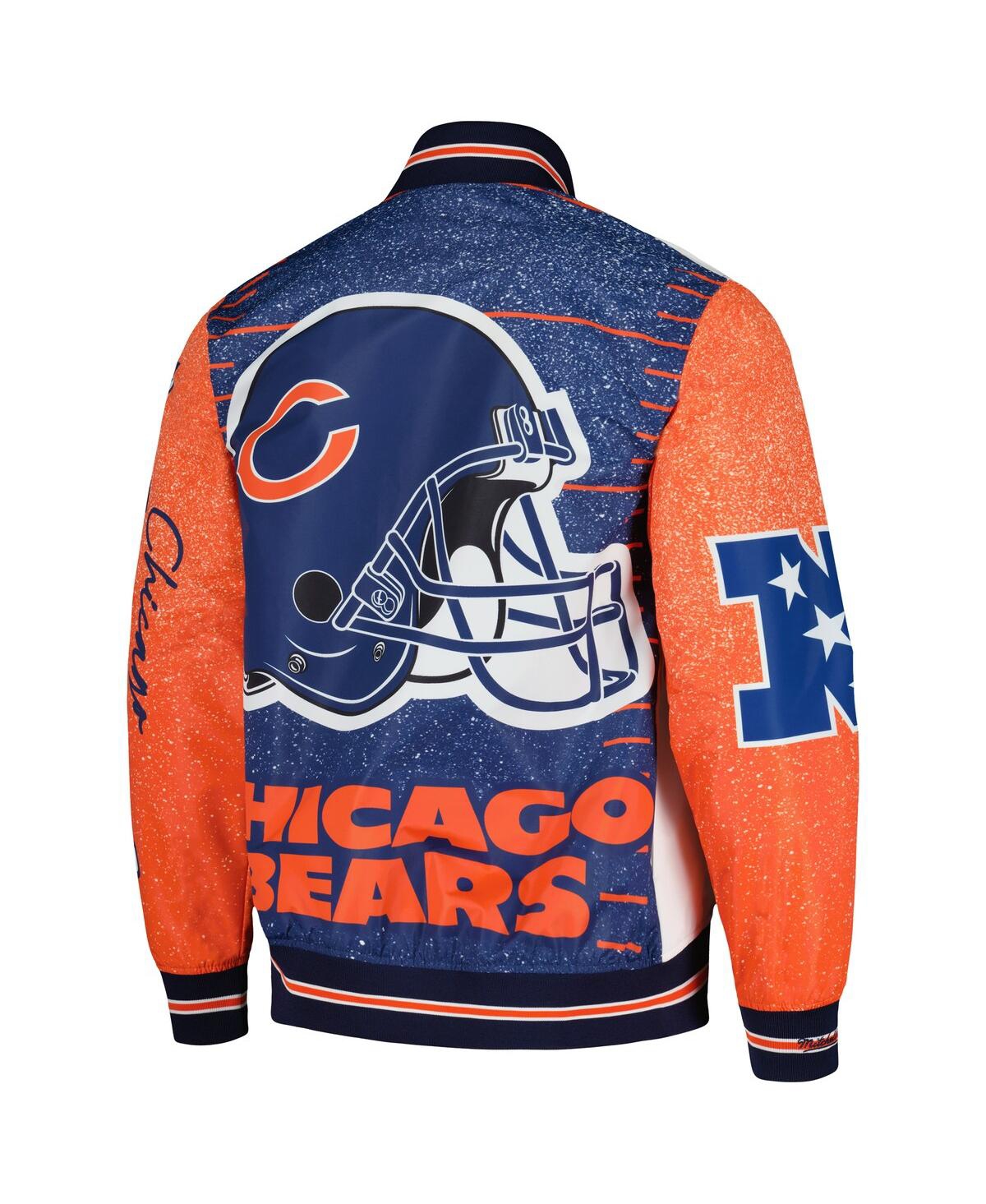 Shop Mitchell & Ness Men's  White Distressed Chicago Bears Team Burst Warm-up Full-zip Jacket