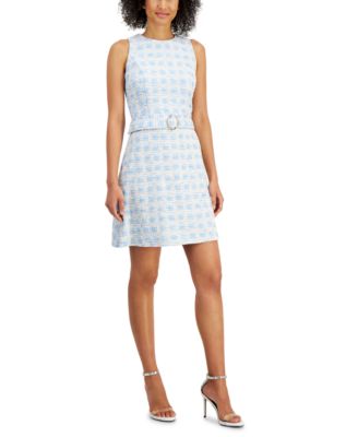 Taylor - Petite Sleeveless Belted A-Line Tweed Dress