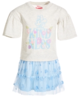 Disney Toddler & Little Girls 2-Pc. Minnie Mouse Kindness Printed Flutter-Sleeve T-Shirt & Tulle Skirt Set - Light Beig
