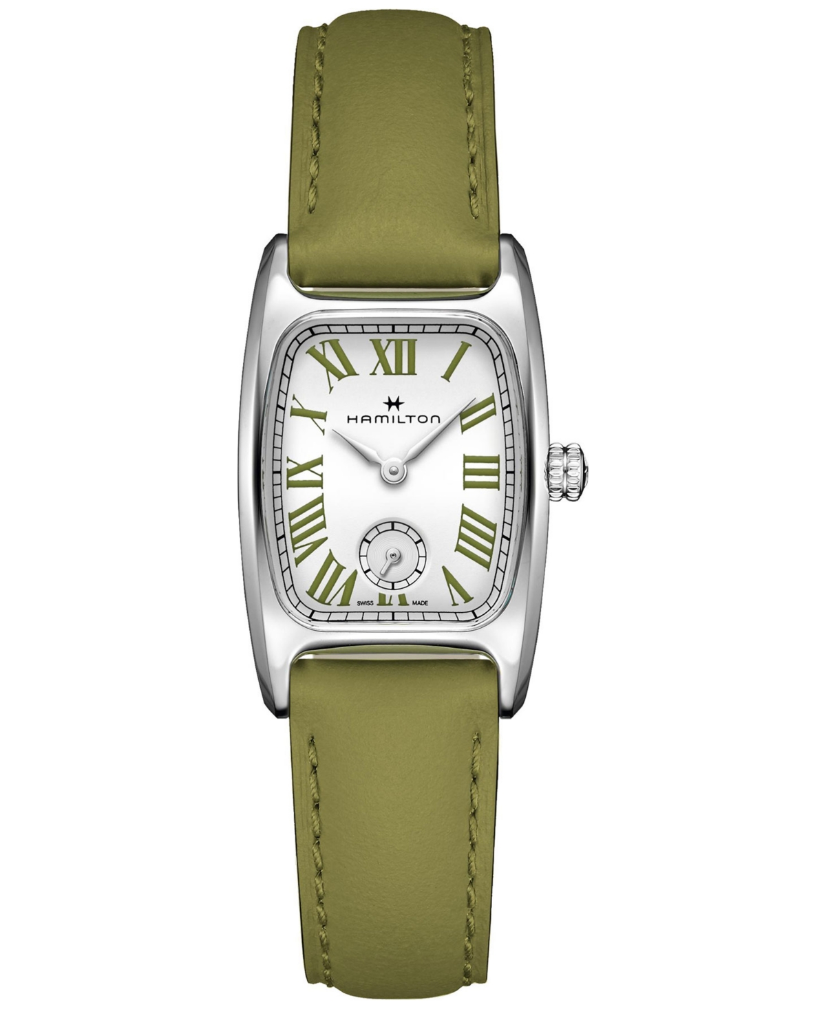 Women's Swiss American Classic Small Second Green Leather Strap Watch 24x27mm - Green