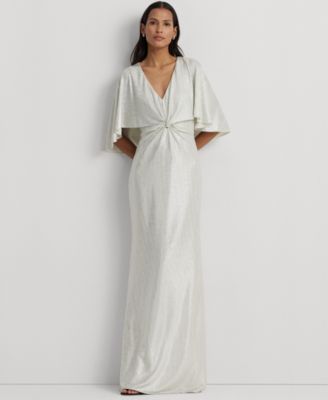 Polo Ralph Lauren V-neck silk midi dress - Neutrals