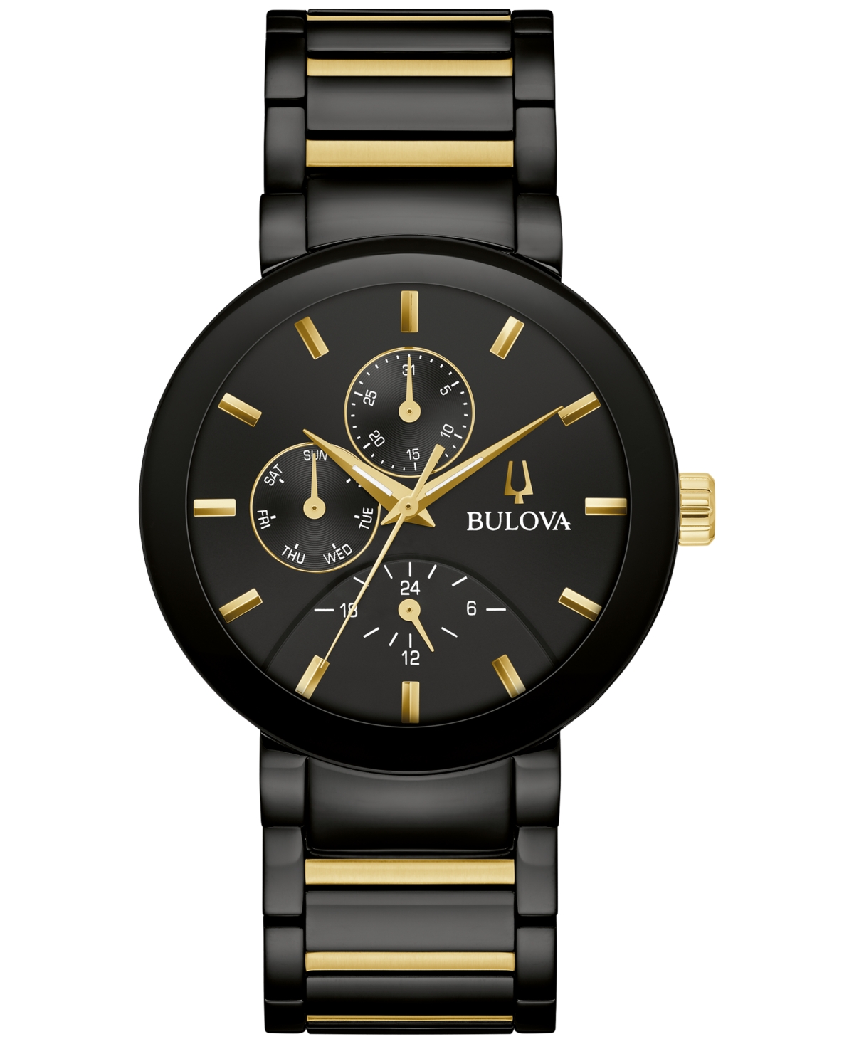 Shop Bulova Men's Chronograph Modern Futuro Two-tone Stainless Steel Bracelet Watch 40mm In Black