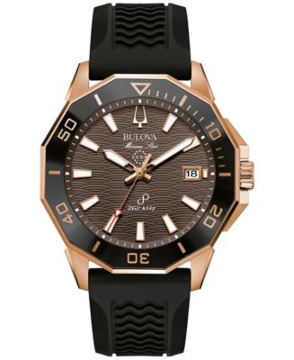 Bulova Men s Marine Star Black Silicone Strap Watch 43mm Macy s