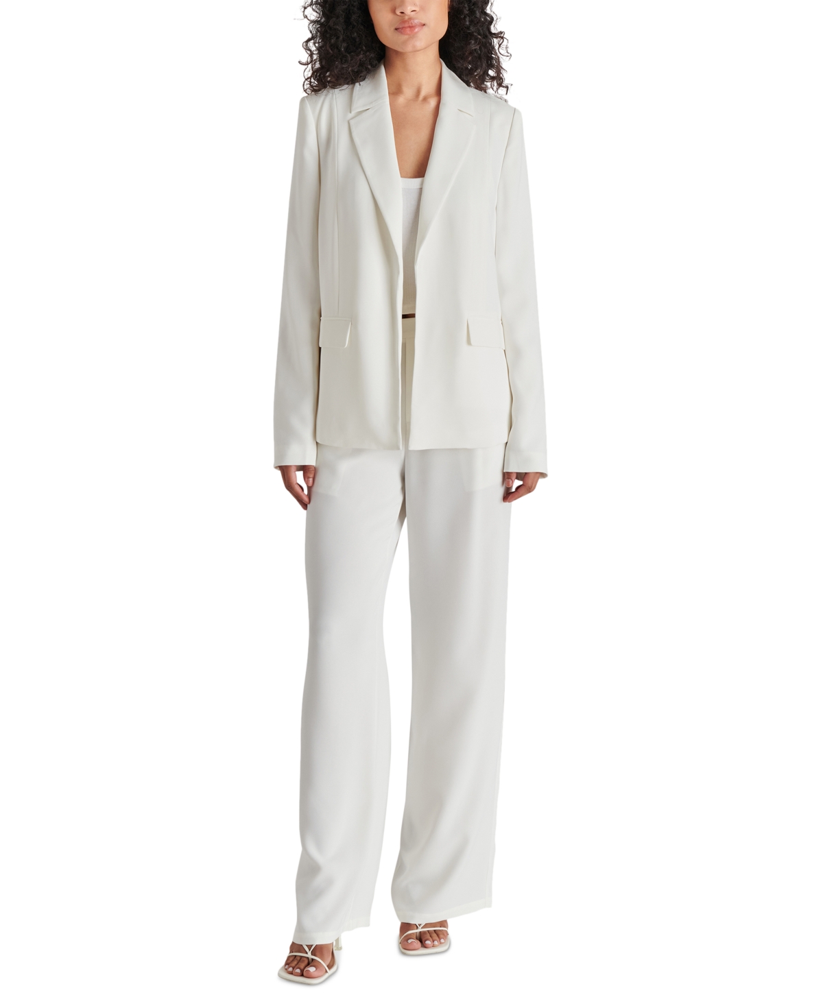 Steve Madden Women's Payton Open-front Long-sleeve Blazer In Optic White
