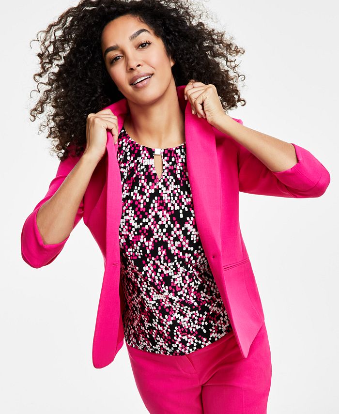 Kasper Women's Cuffed 3/4 Sleeve Blazer Black Size 6 Petite