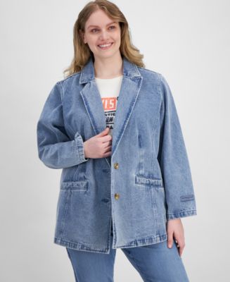 Levi's Plus Size Denim Long-Sleeve Blazer Jacket - Macy's