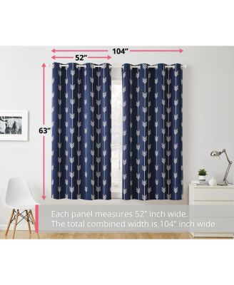 Arrow Printed Privacy Blackout Energy Efficient Room Darkening Thermal Grommet Window Curtain Drape Panels for Bedroom - Set of 2