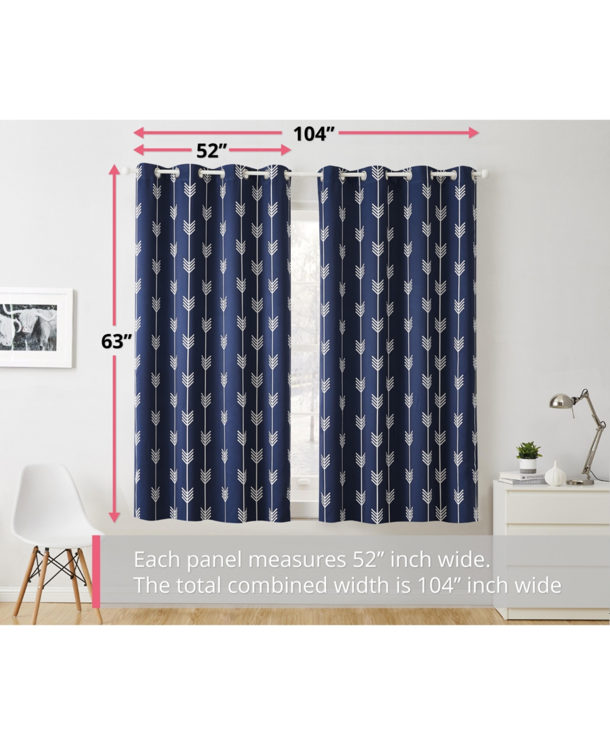 Hlc.me Arrow Printed Privacy Blackout Energy Efficient Room Darkening Thermal Grommet Window Curtain Drape Panels for Bedroom