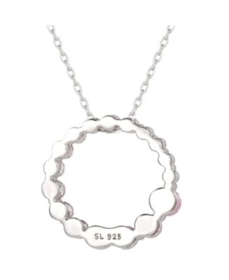 Suzy Levian Sterling Silver Cubic Zirconia Circle Journey Pendant Necklace