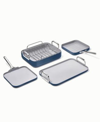 Non-Stick Ceramic-Coated 7 Piece Square Cookware Set