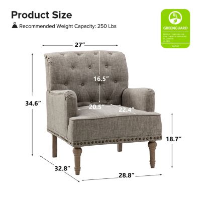 Mcgavock Traditional Wooden Upholstered Accent Chair with Tufted Back