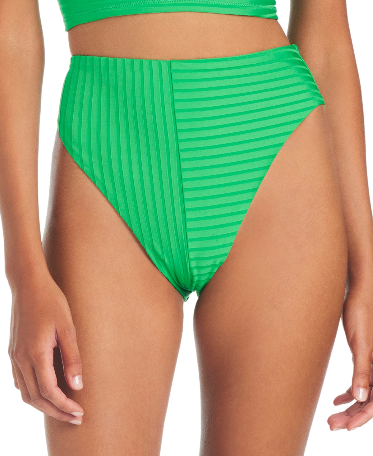 Sanctuary Women's Refresh High Waist High Leg Bikini Bottoms In Green Flare