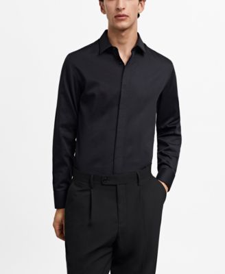 mango dress shirt MANGO MAN - Striped slim-fit 100% cotton dress shirt sky blue