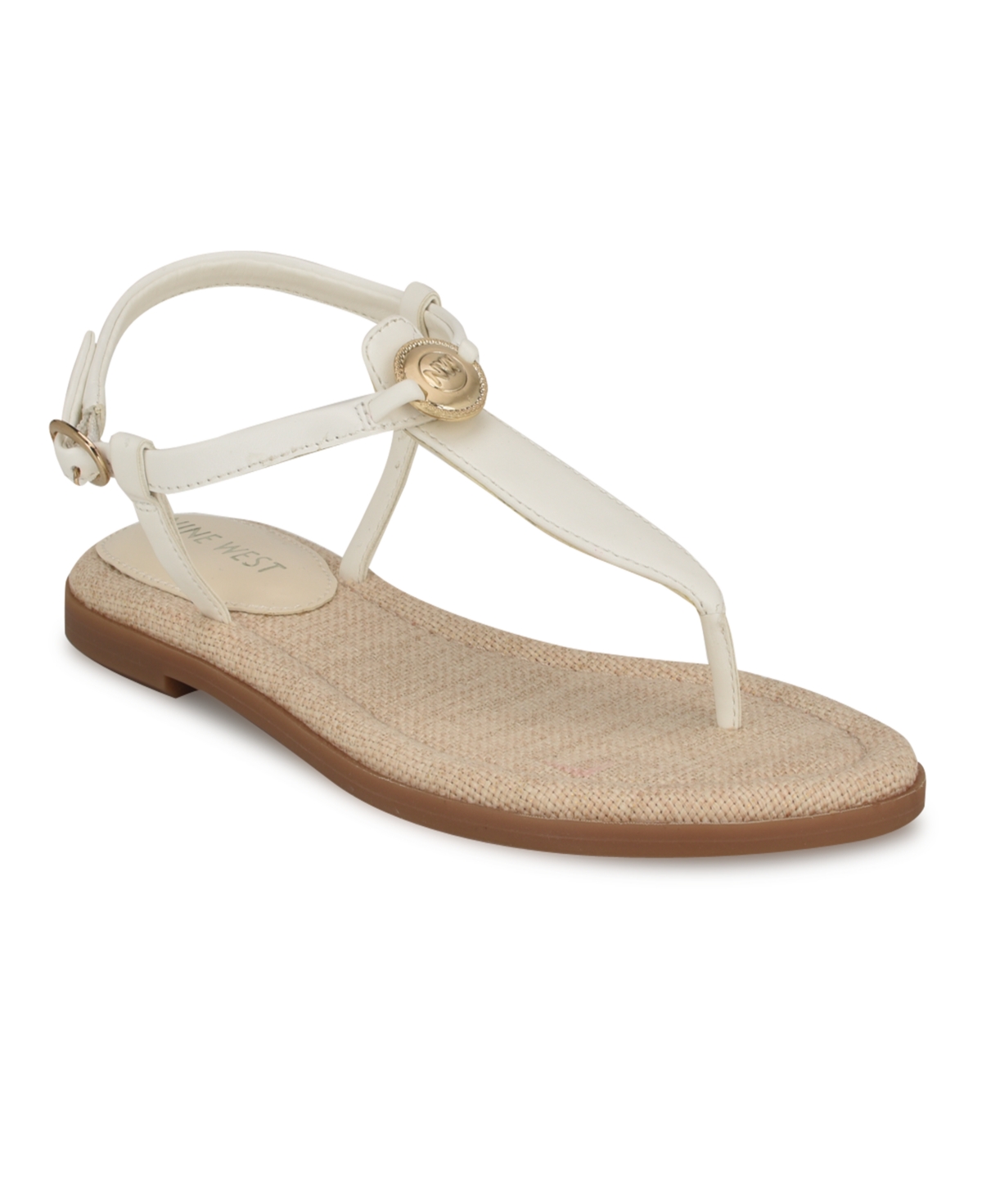 Shop Nine West Women's Dayna Round Toe Casual Flat Sandals In White
