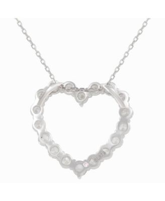 Suzy Levian Sterling Silver Cubic Zirconia Large Open Heart Pendant Necklace
