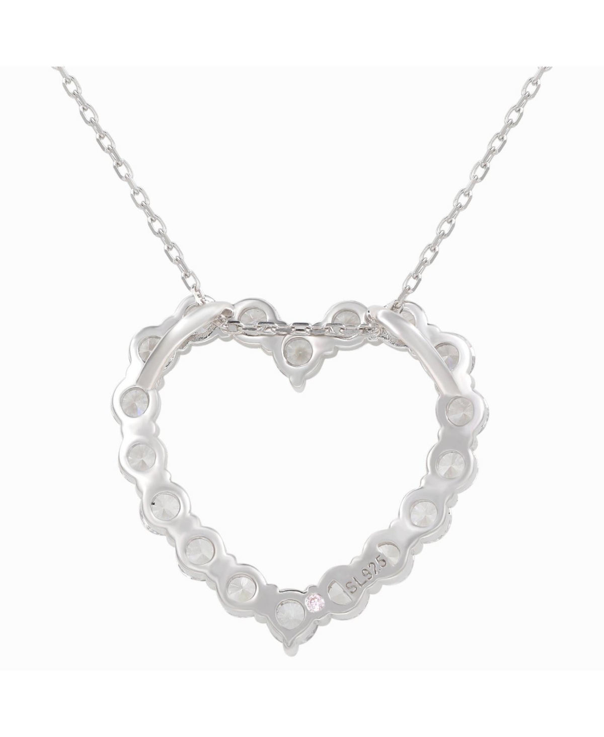 Suzy Levian New York Suzy Levian Sterling Silver Cubic Zirconia Large Open Heart Pendant Necklace