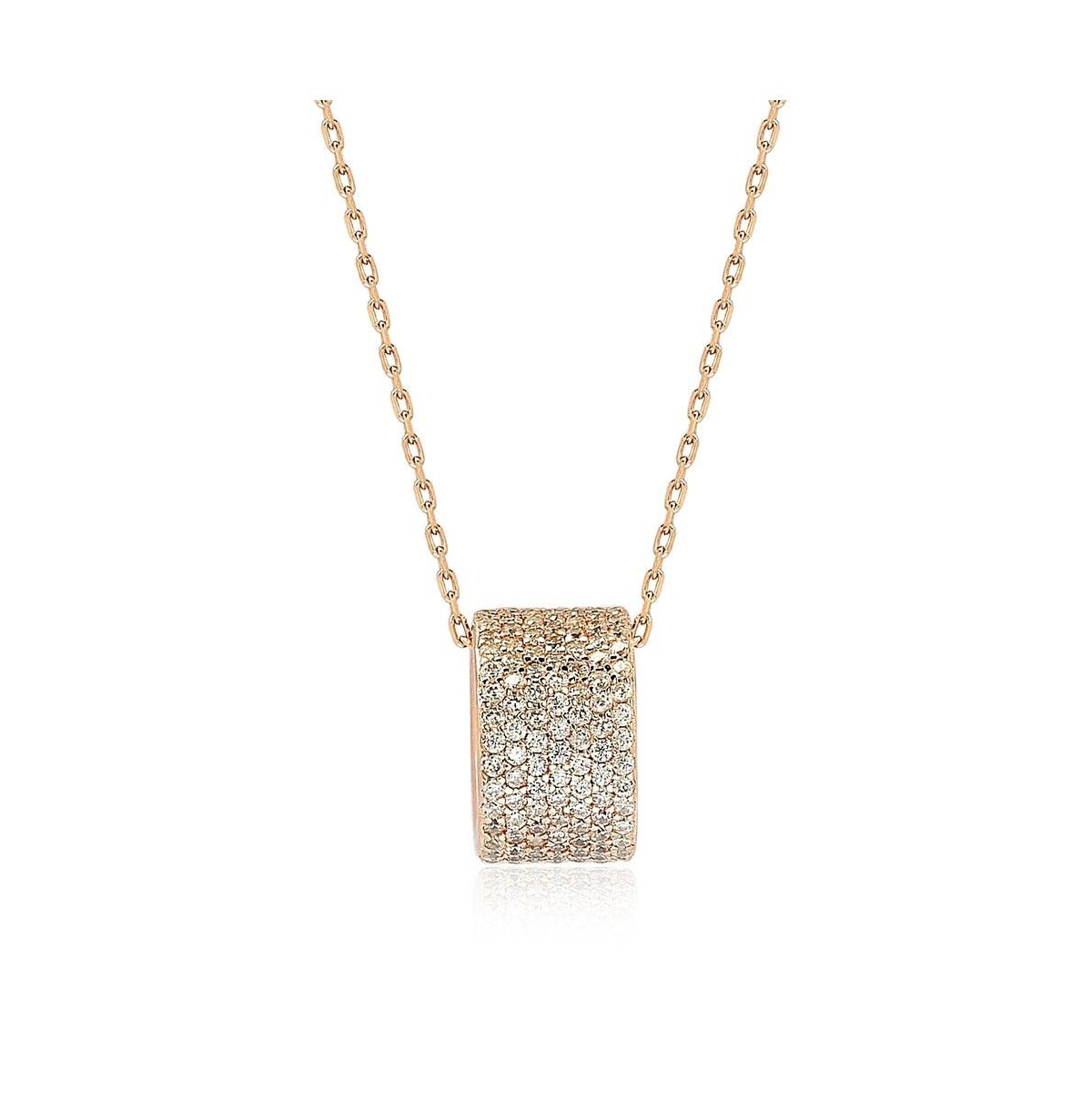 Suzy Levian Sterling Silver Cubic Zirconia Full Circle Eternity Pendant Necklace - Rose