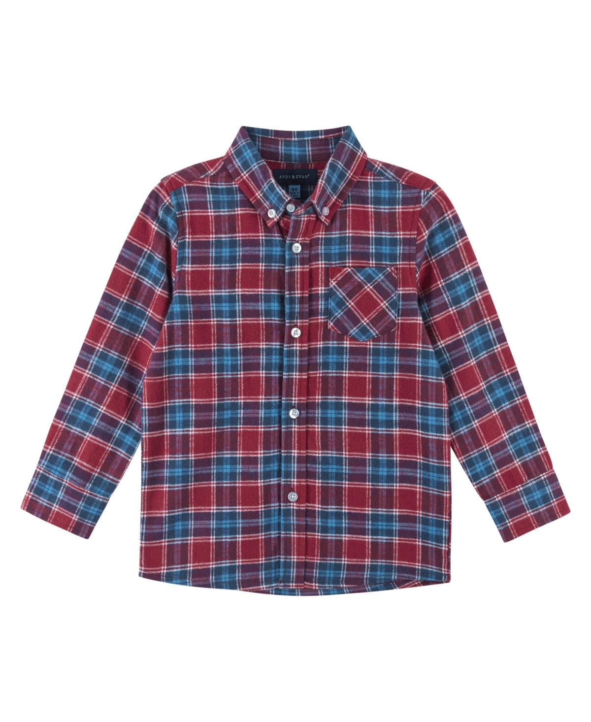 Andy & Evan Kids' Toddler/child Boys Textured Button Down Shirt In Red Blue Plaid