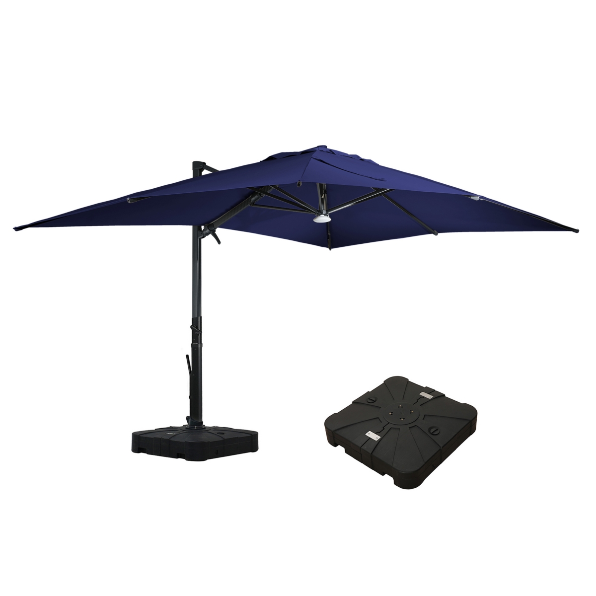 Mondawe 13ft Square Solar Led Cantilever Patio Umbrella with Included Base & Bluetooth Light