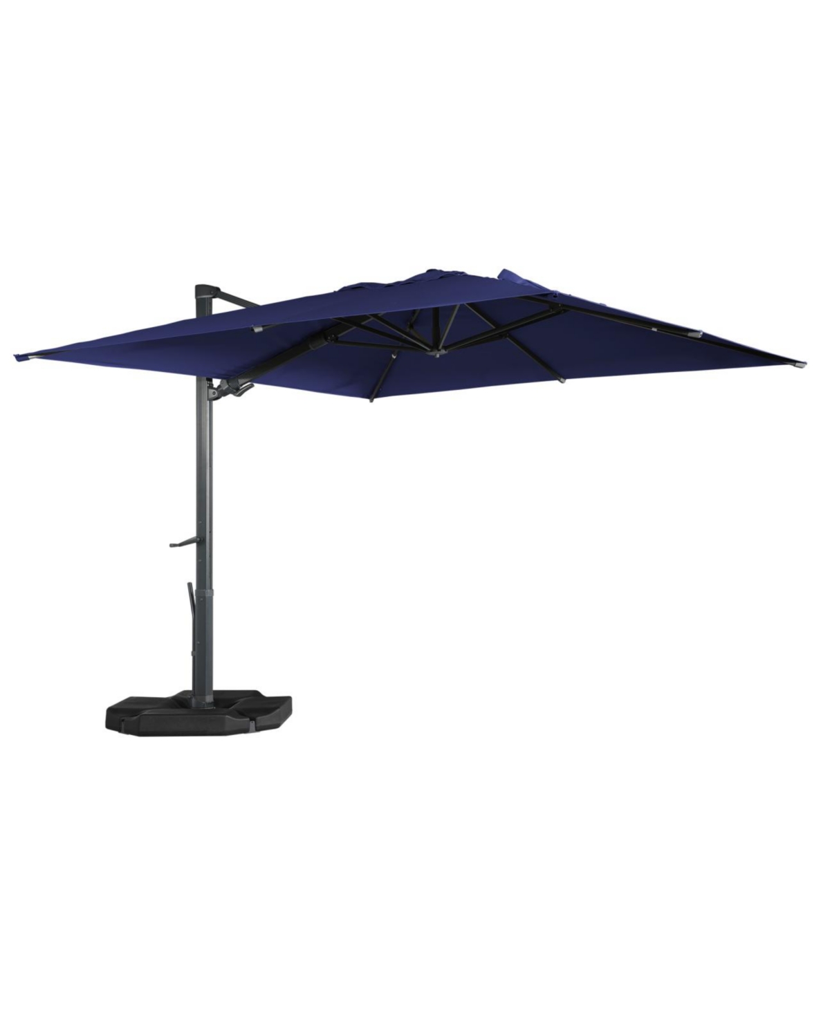 10ft Square Offset Cantilever Patio Umbrella with Included 4-piece Base Weights - Gray