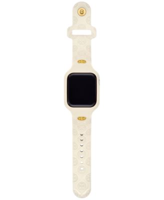 Tory Burch The T Monogram White Silicone Strap For Apple Watch 41mm Macy s