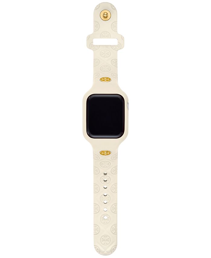 Tory Burch The T Monogram White Silicone Strap For Apple Watch
