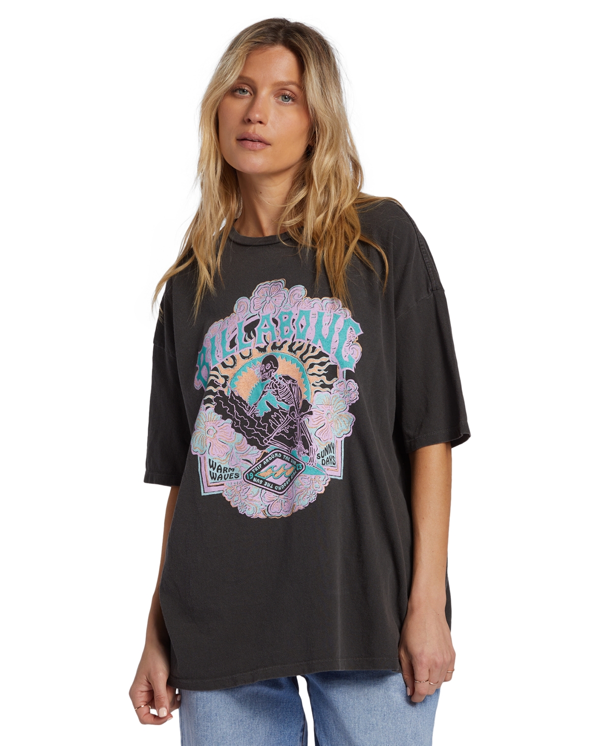 Shop Billabong Juniors' Warm Waves T-shirt In Off Black