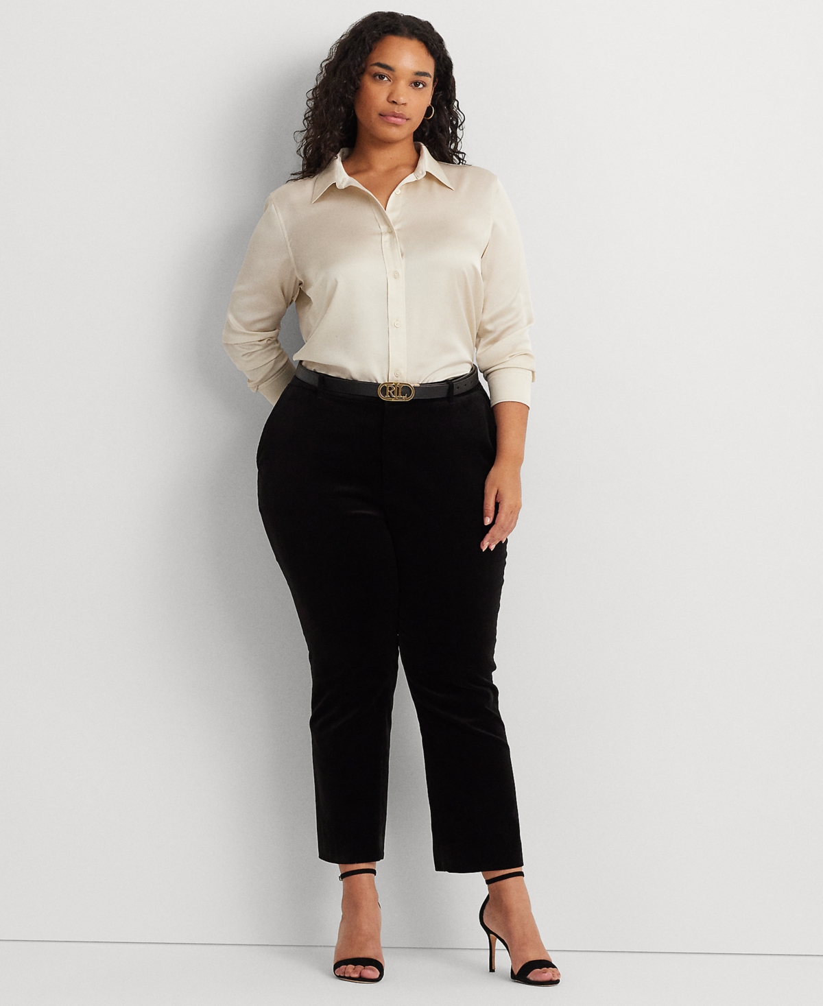 Lauren Ralph Lauren Plus Size Satin Charmeuse Shirt