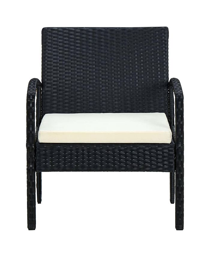 vidaXL Patio Chair with Cushion Poly Rattan Black Macy's