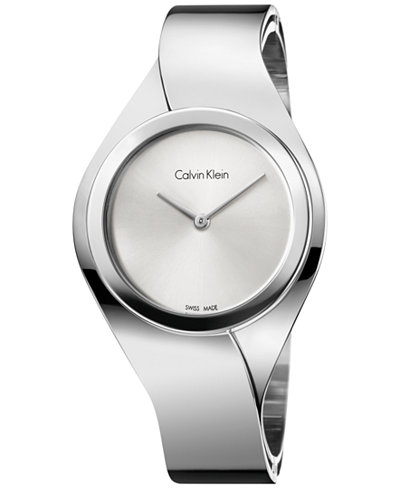 Calvin Klein Women's Swiss Senses Stainless Steel Bangle Bracelet Watch 43mm K5N2M126