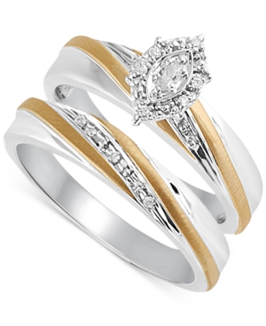 image of Beautiful Beginnings Diamond Accent Engagement Bridal Set in 14k Gold and Sterling Silver