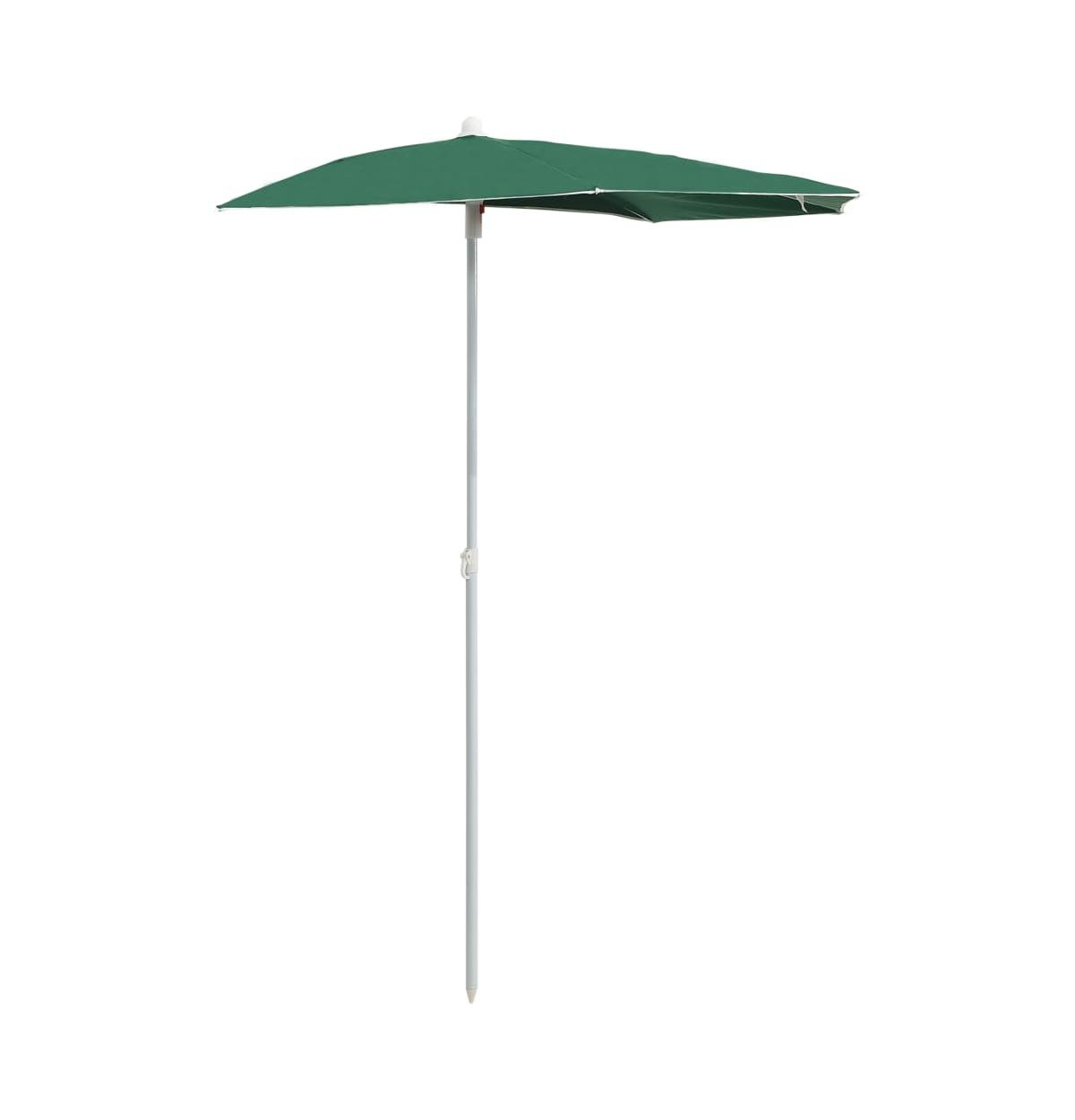 Garden Half Parasol with Pole 70.9"x35.4" Green - Green