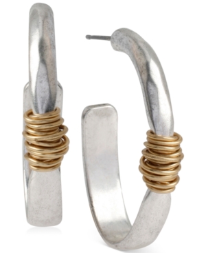 image of Robert Lee Morris Soho Medium Two-Tone Wire-Wrapped Oval Hoop Earrings